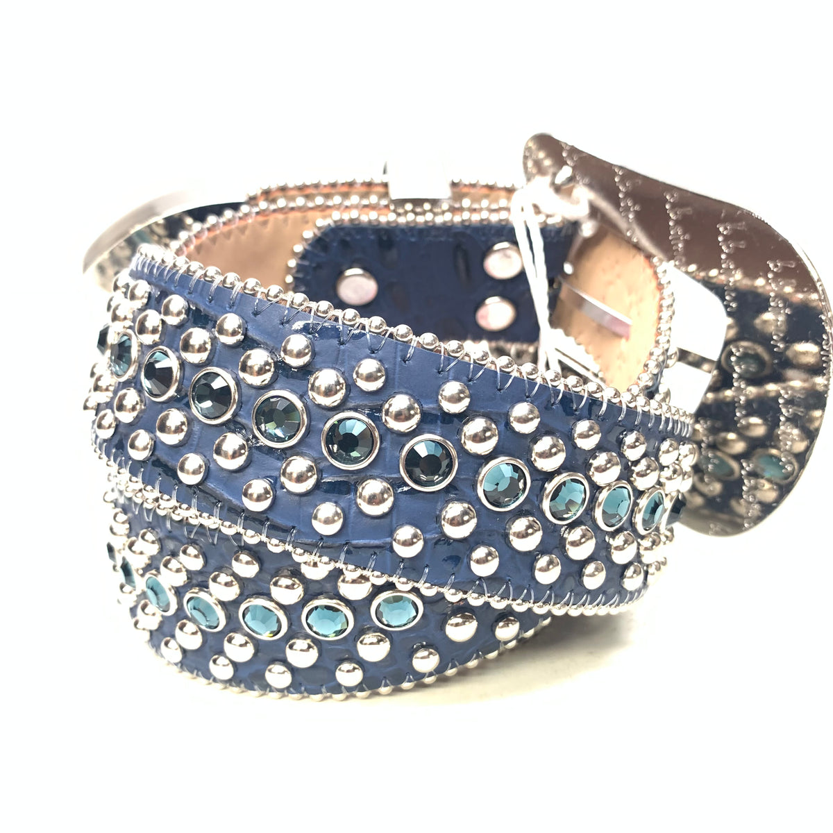 b.b. Simon Midnight Navy Fully Loaded Crystal Belt - Dudes Boutique