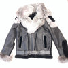 Barya NewYork Black Silver Oversized Fox Collar Biker Shearling Coat - Dudes Boutique