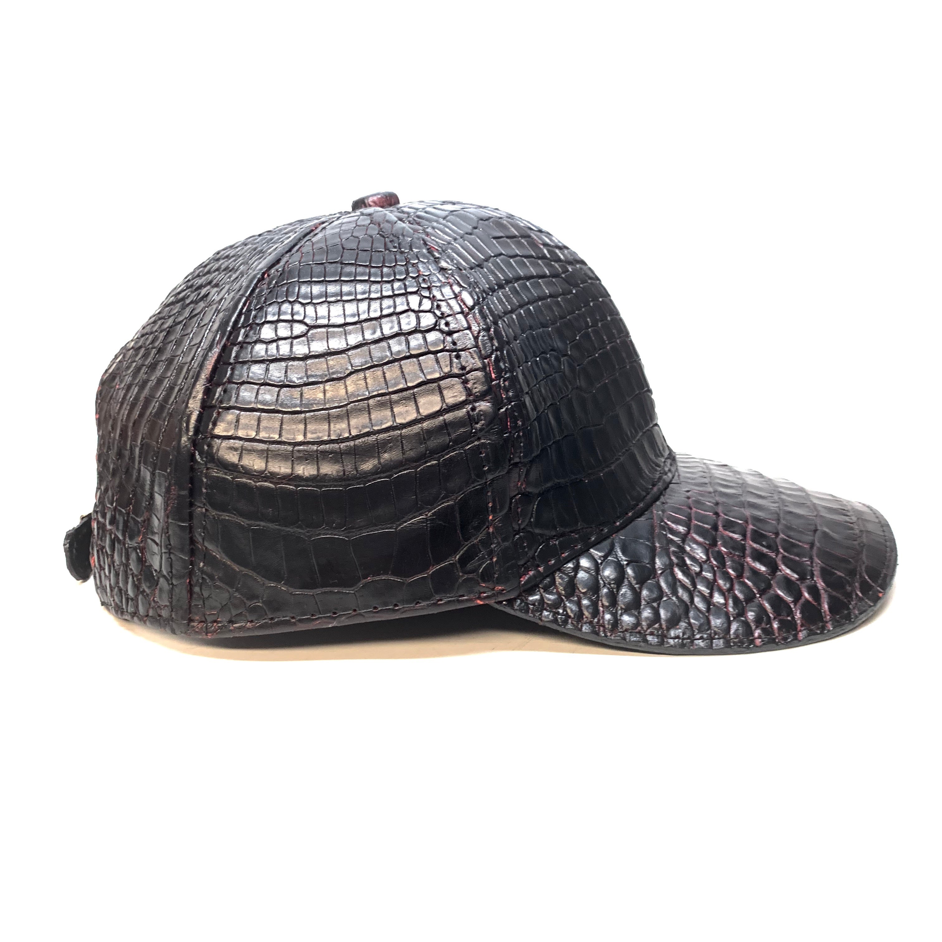 Black Cherry All Over Alligator body Strap-back Hat - Dudes Boutique