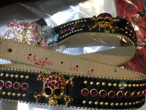 b.b. Simon Multicolor Skull Studded Crystal Belt - Dudes Boutique