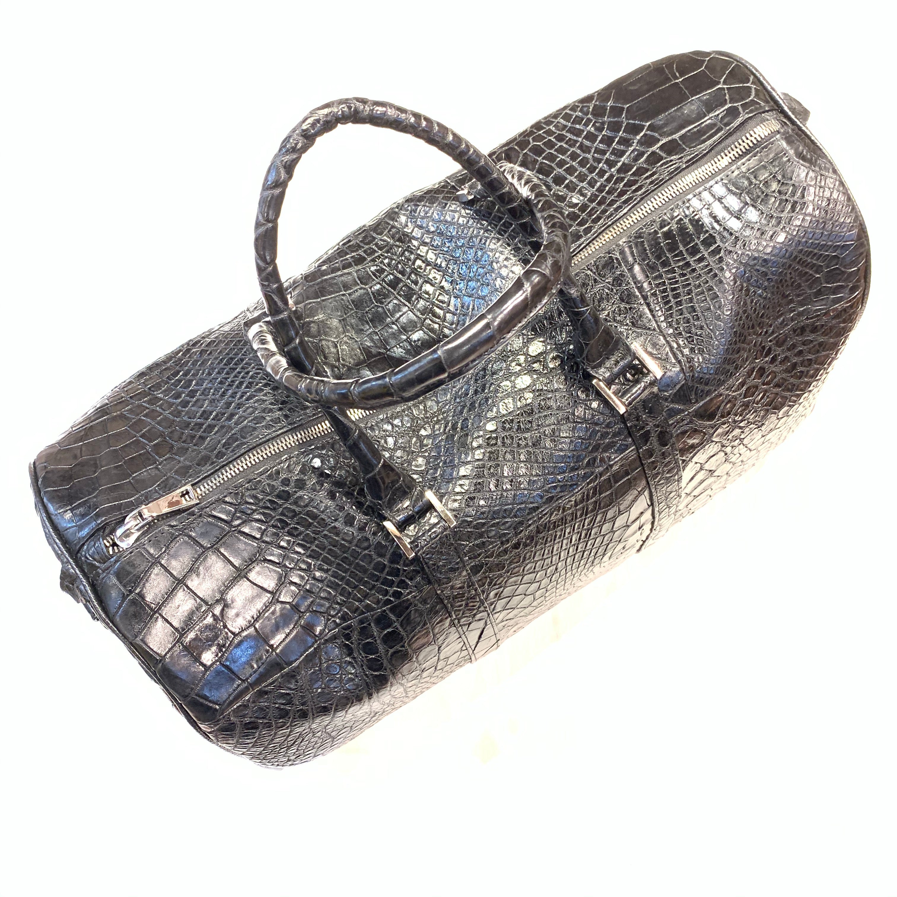 Kashani Black Full Alligator Body Duffle Bag - Dudes Boutique