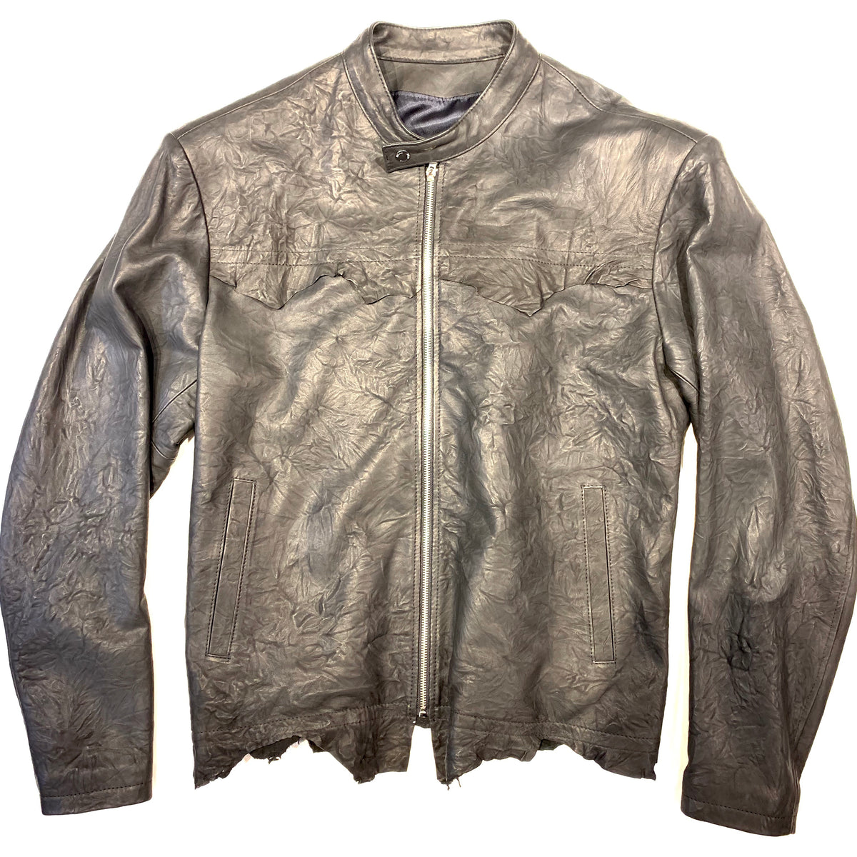 Kashani Black Raw Cut Lambskin Leather Jacket - Dudes Boutique