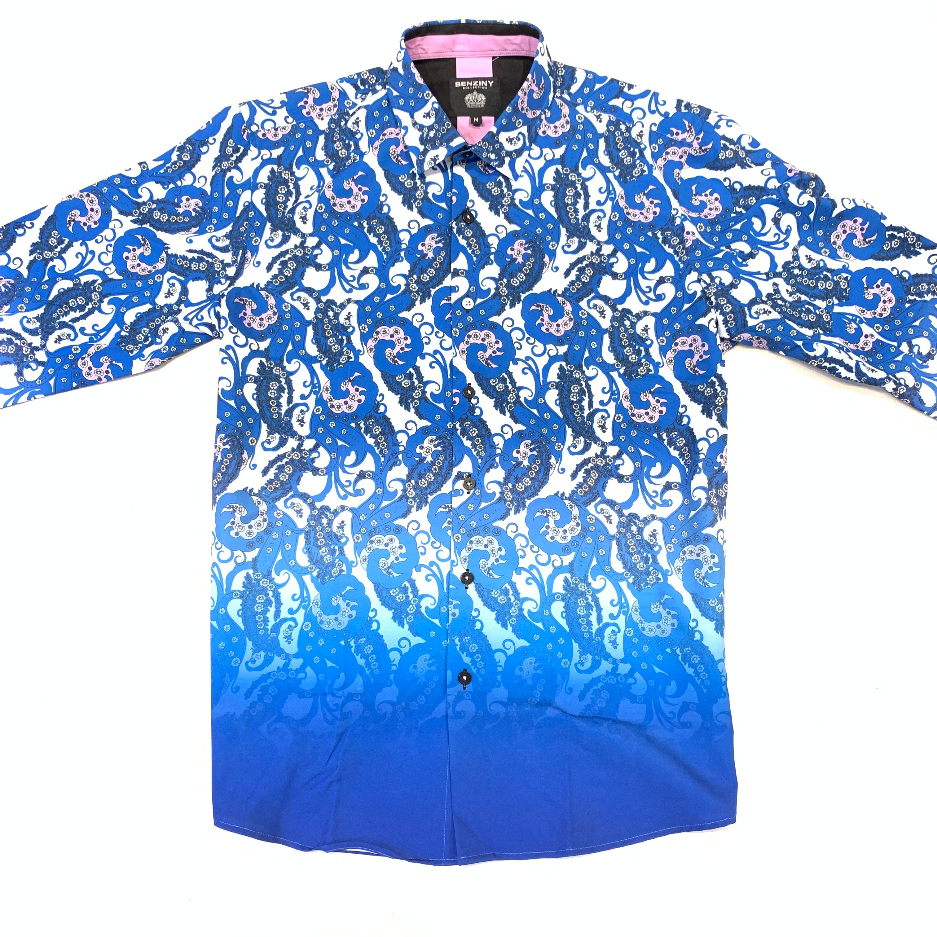 BENZINY Men's Royal blue Paisley Button Shirts - Dudes Boutique