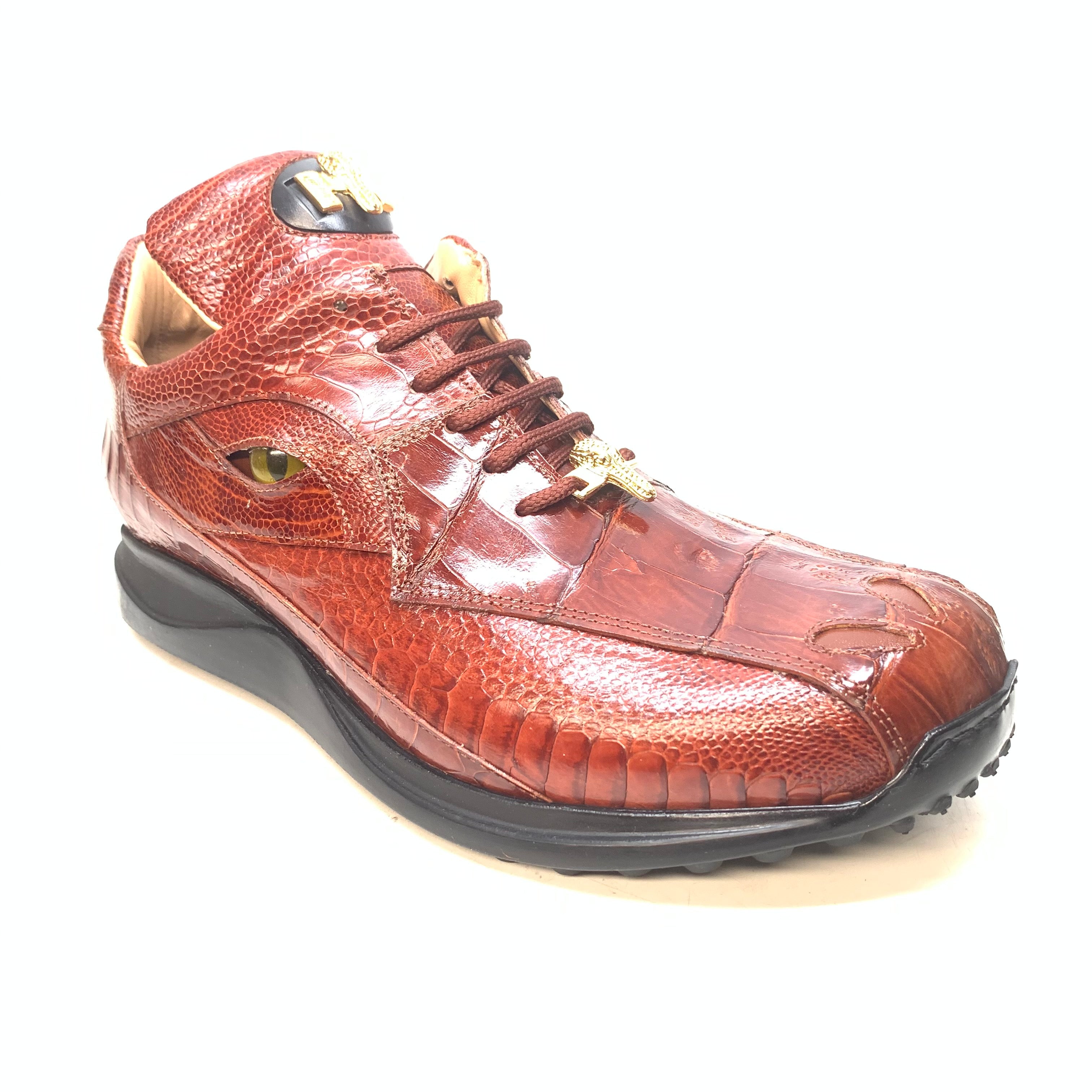 Mauri 8596 'Eye' Cognac Hornback Tail/Ostrich Leg Sneakers - Dudes Boutique