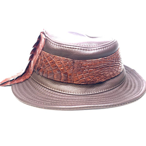 Kashani Chocolate Brown Crocodile x Lambskin Bucket Hat - Dudes Boutique