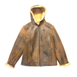 Barya NewYork Antique Brown Hooded Shearling Jacket - Dudes Boutique