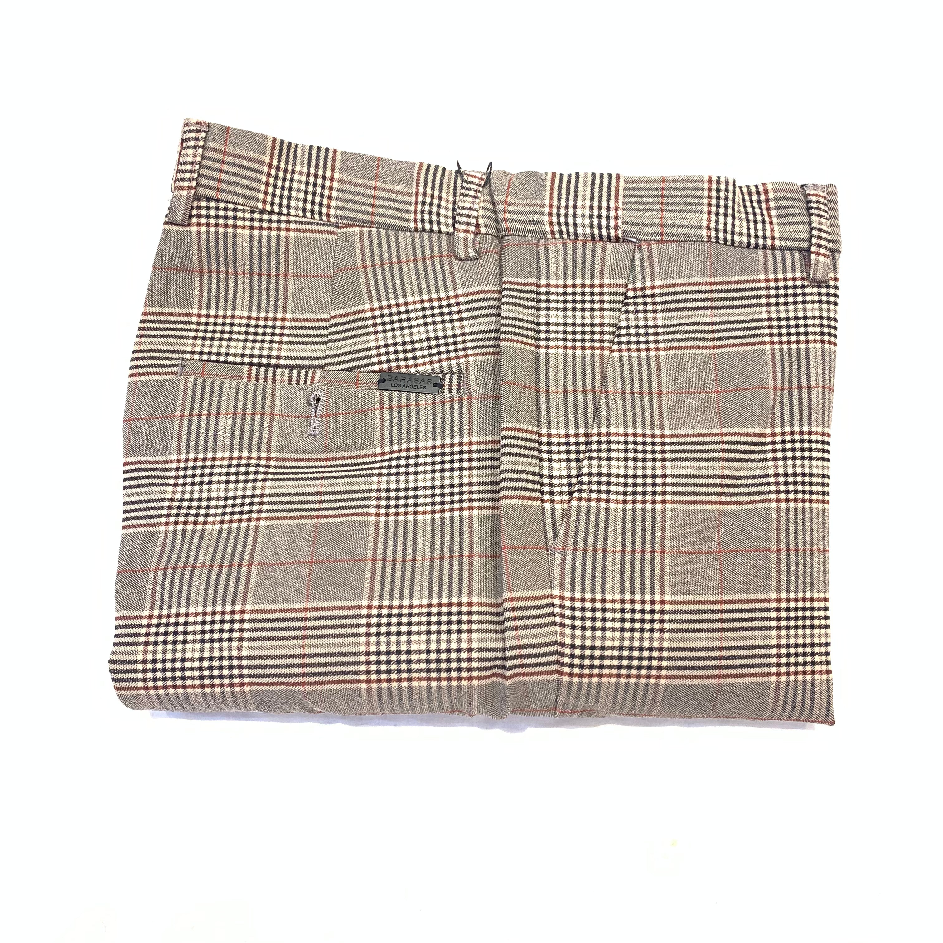 Barabas GLISTER Red/Brown Plaid Trousers - Dudes Boutique