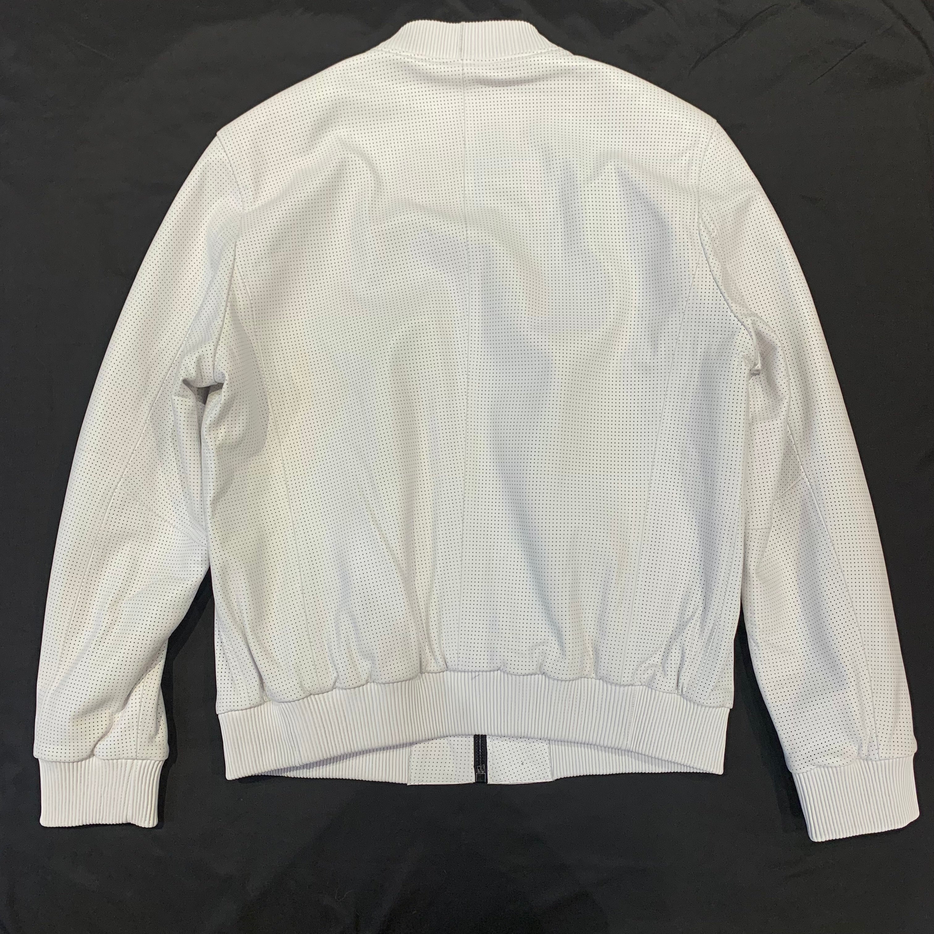 Barya NewYork White Perforated Lambskin Bomber Jacket - Dudes Boutique