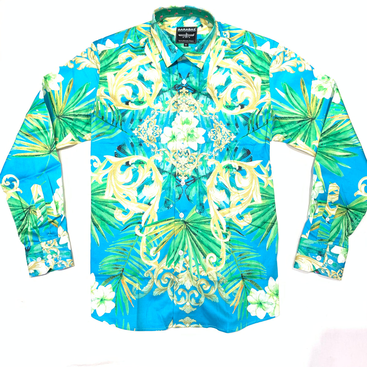 Barabas Teal Royal Floral Button Up Shirt - Dudes Boutique