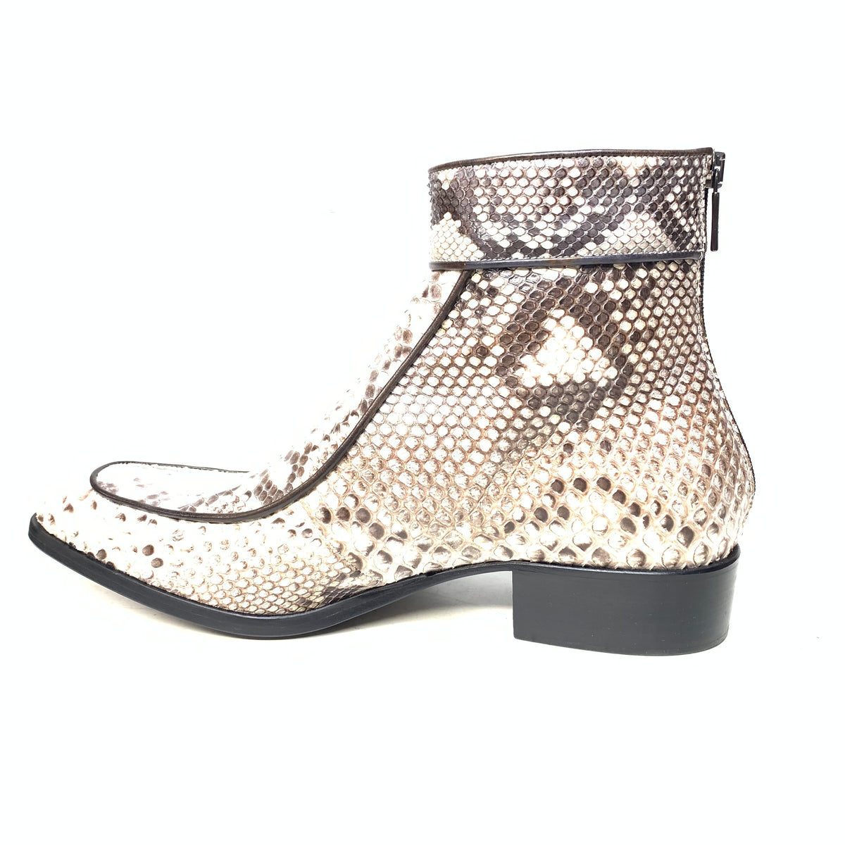 Jo Ghost Natural Python Zipper Ankle Boots - Dudes Boutique