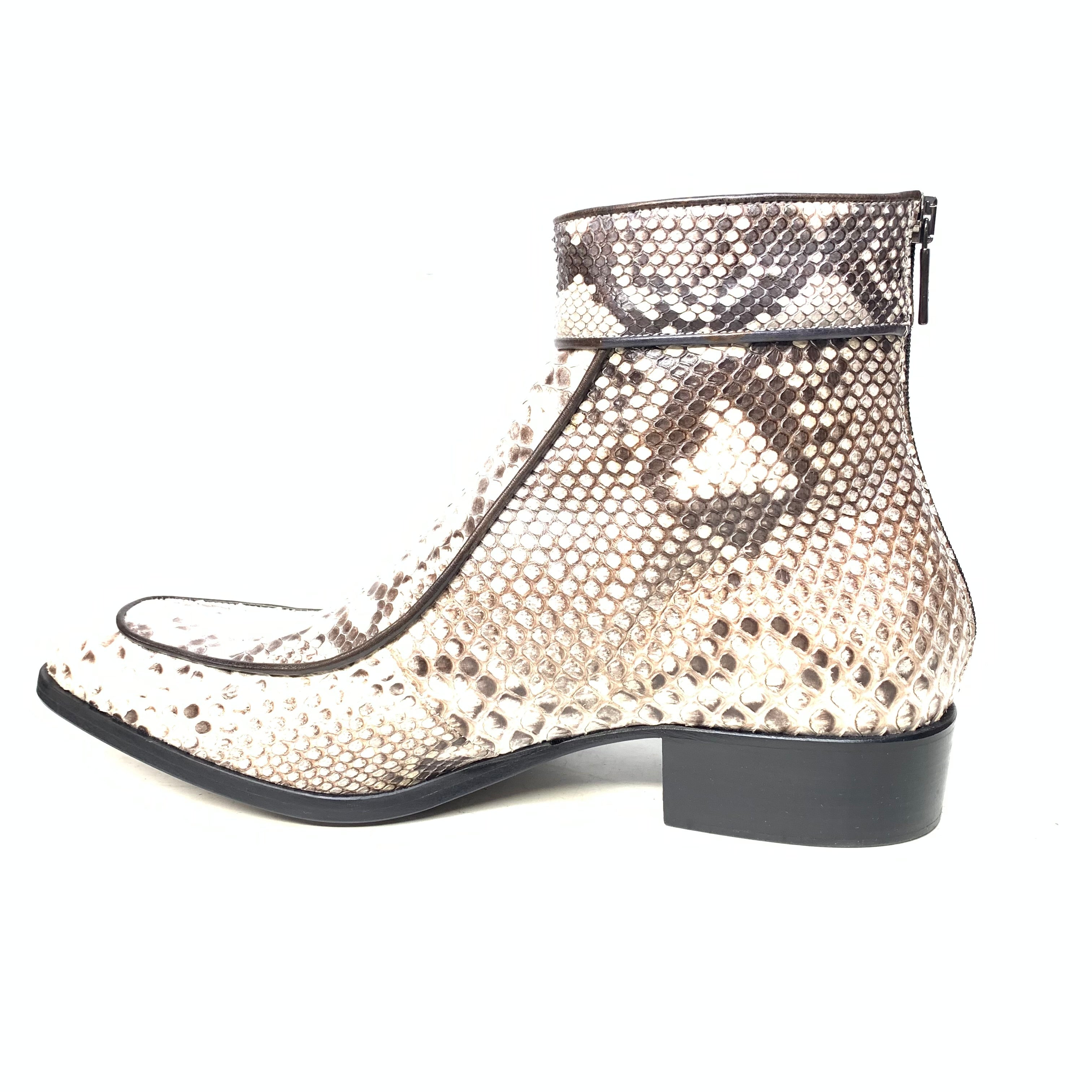 Jo Ghost Natural Python Zipper Ankle Boots - Dudes Boutique