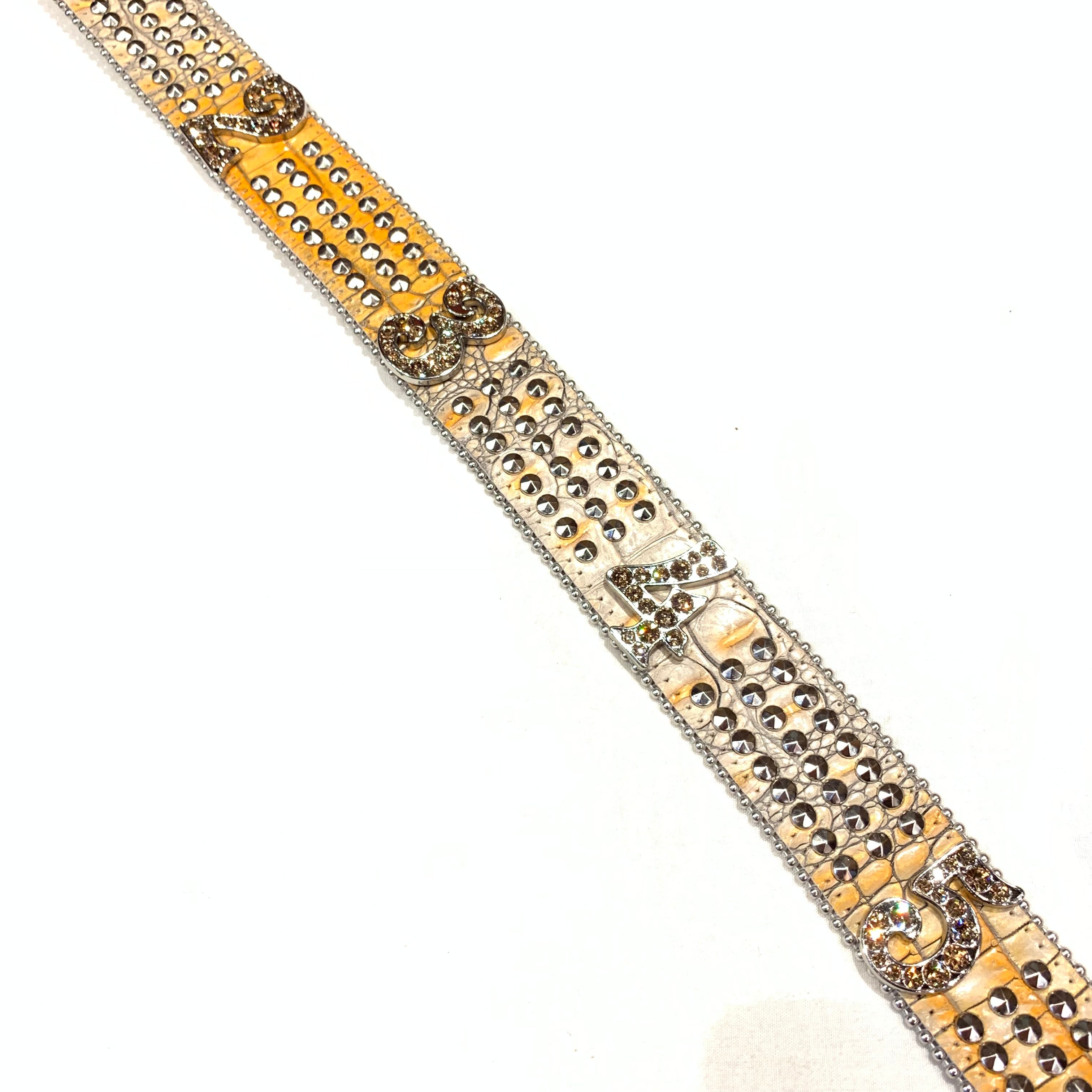 b.b. Simon "Gold Numbers" Studded Crystal Belt - Dudes Boutique