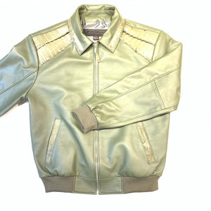 Kashani Olive Alligator Bomber Jacket - Dudes Boutique