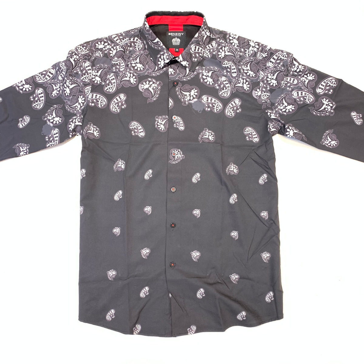 BENZINY Men's Black Paisley Rose Button Shirts - Dudes Boutique