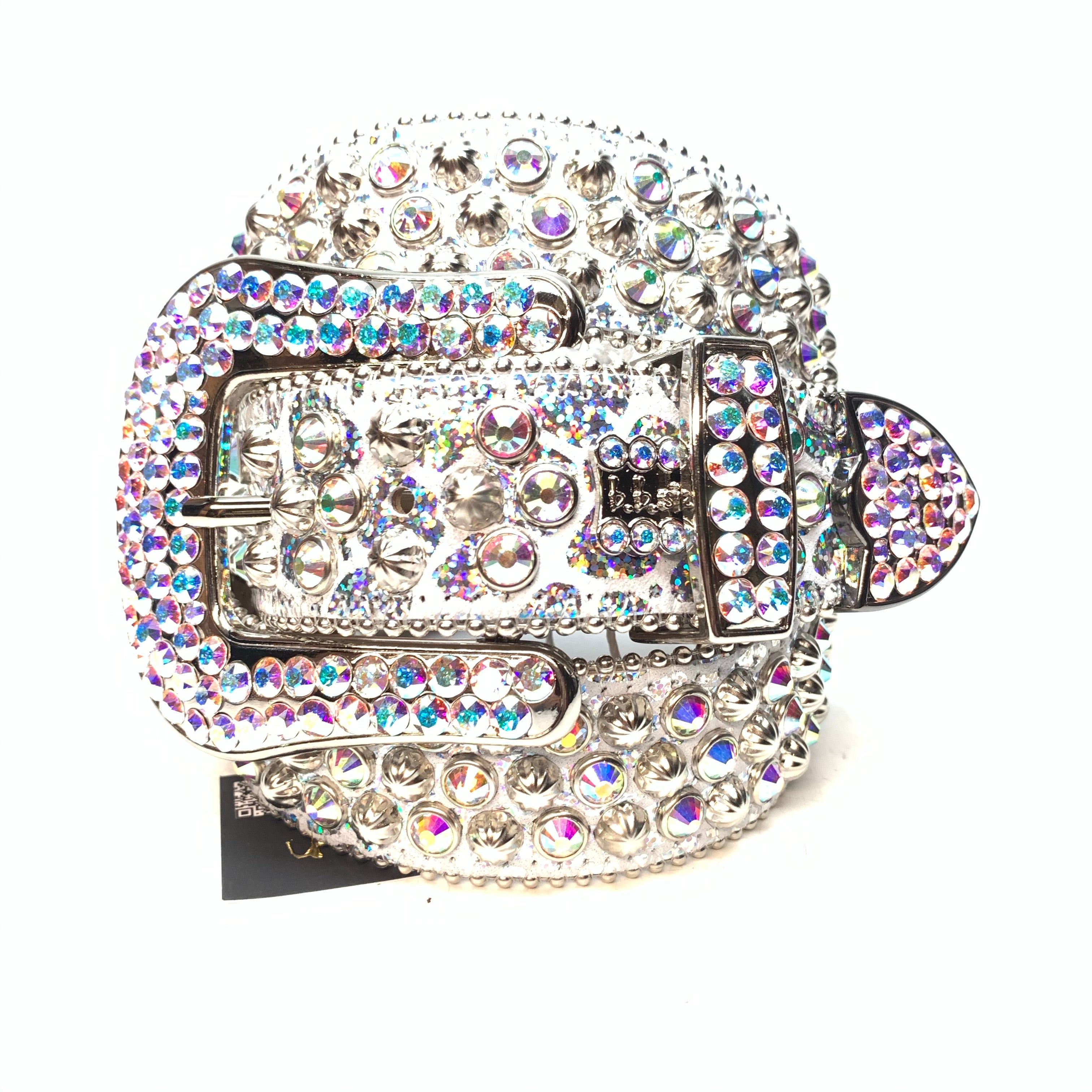 b.b. Simon 'Chrome Milk' Studded Crystal Belt – Dudes Boutique