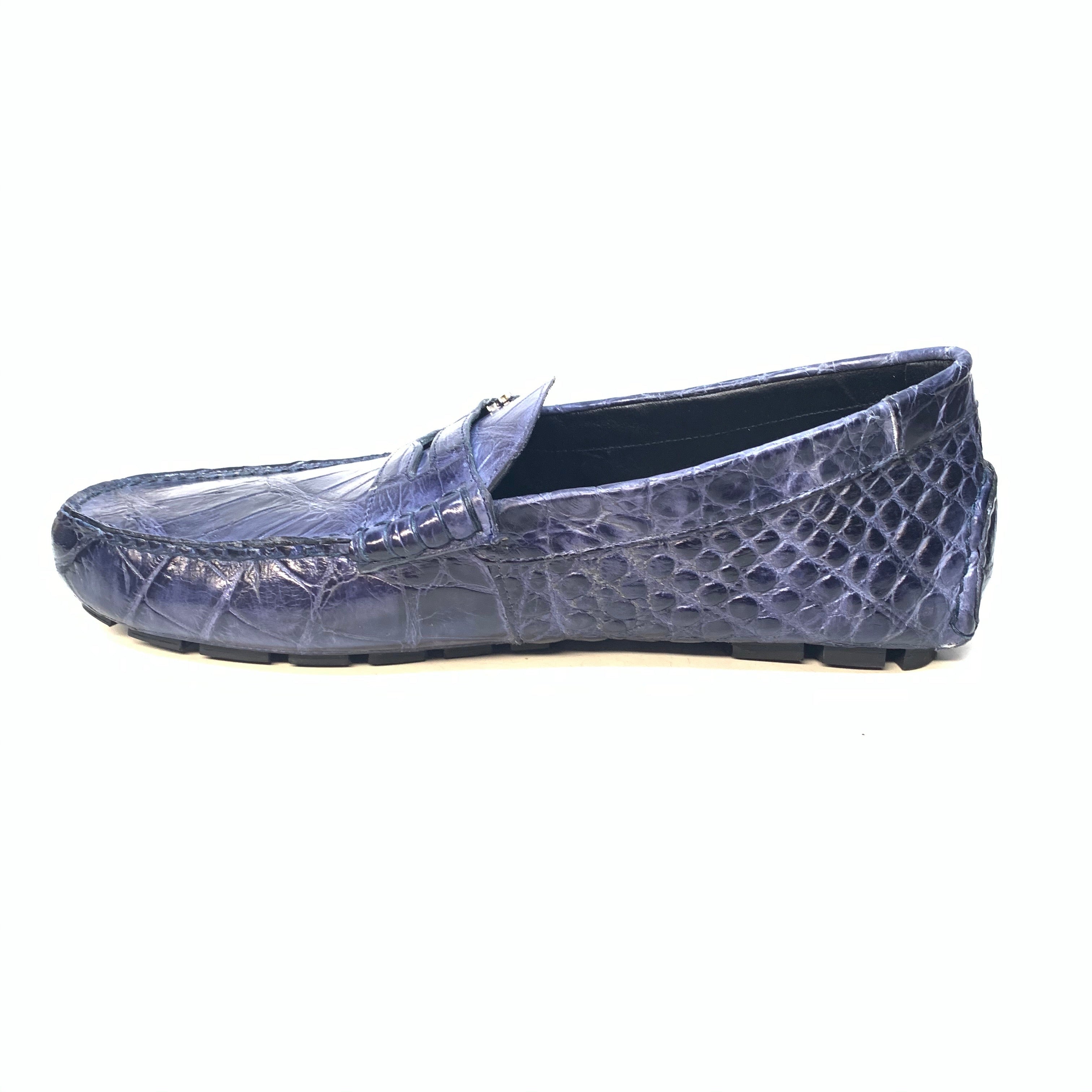 Mauri 3128 Wonder Blue Ercole Alligator Driving Loafers - Dudes Boutique