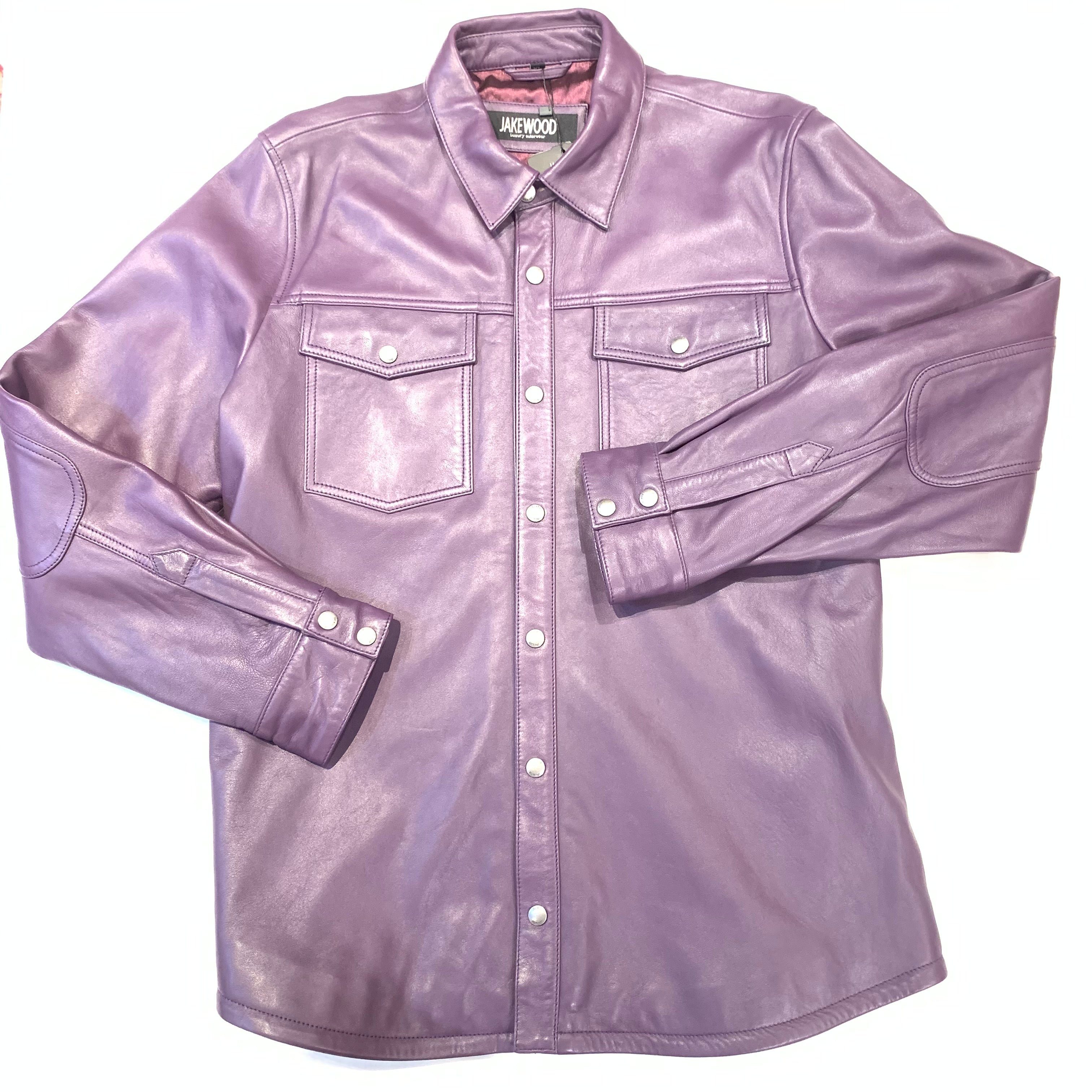 Kashani Men's Purple Lambskin Button-Up Shirt - Dudes Boutique