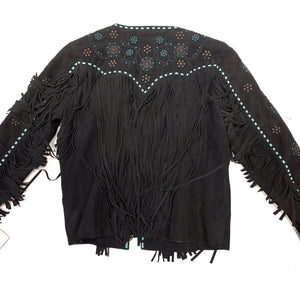 Scully Ladies Black Suede Fringe Beaded Jacket - Dudes Boutique