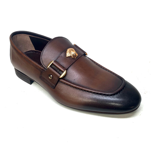 Sigotto Brown Medusa Leather Loafers - Dudes Boutique