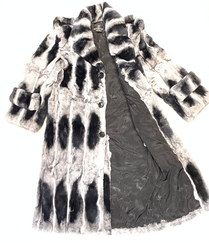 Kashani Men's Full Length Rex Rabbit Chinchilla Trench Fur Coat - Dudes Boutique