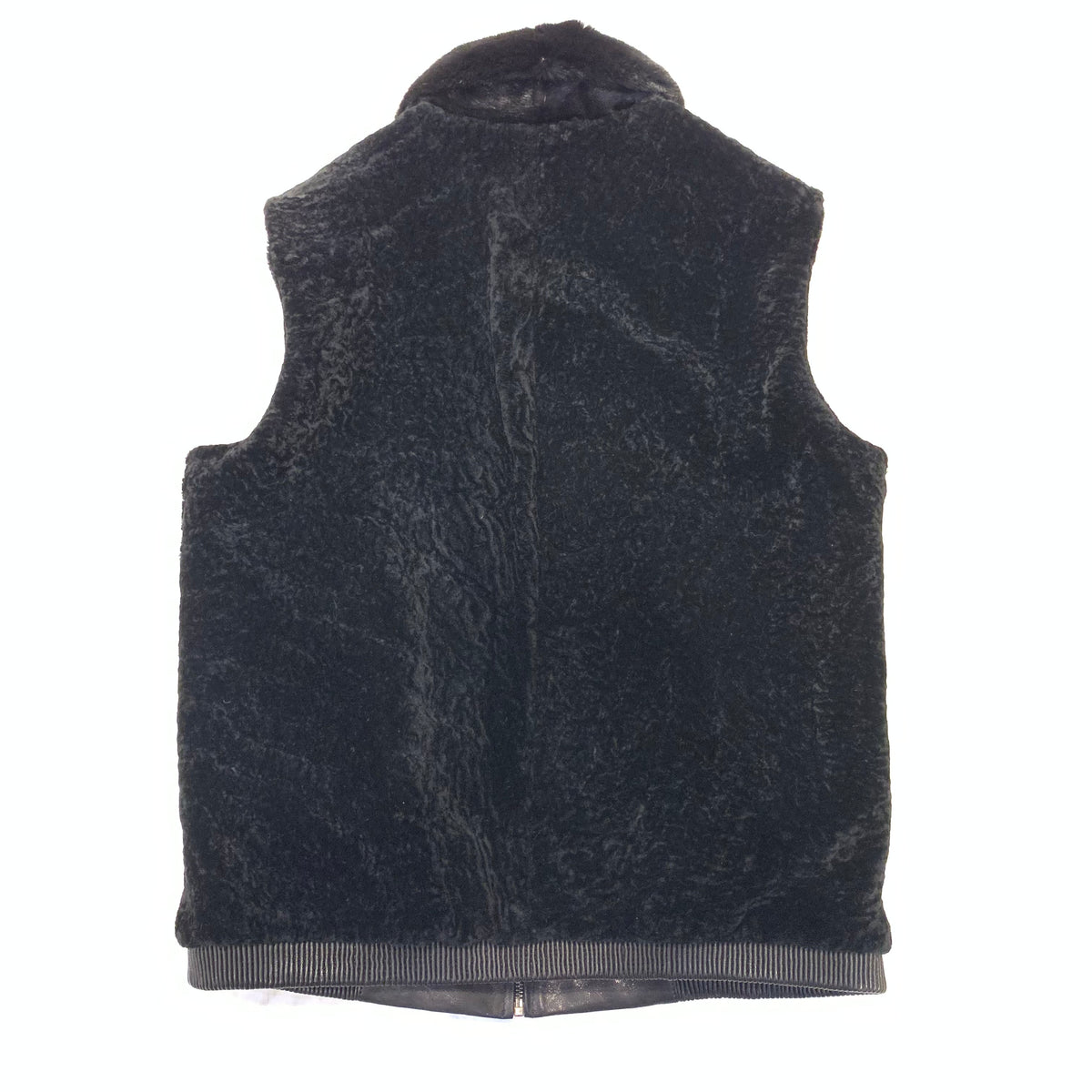 Barya NewYork Black Reversible Lambskin Mink Collar Vest - Dudes Boutique