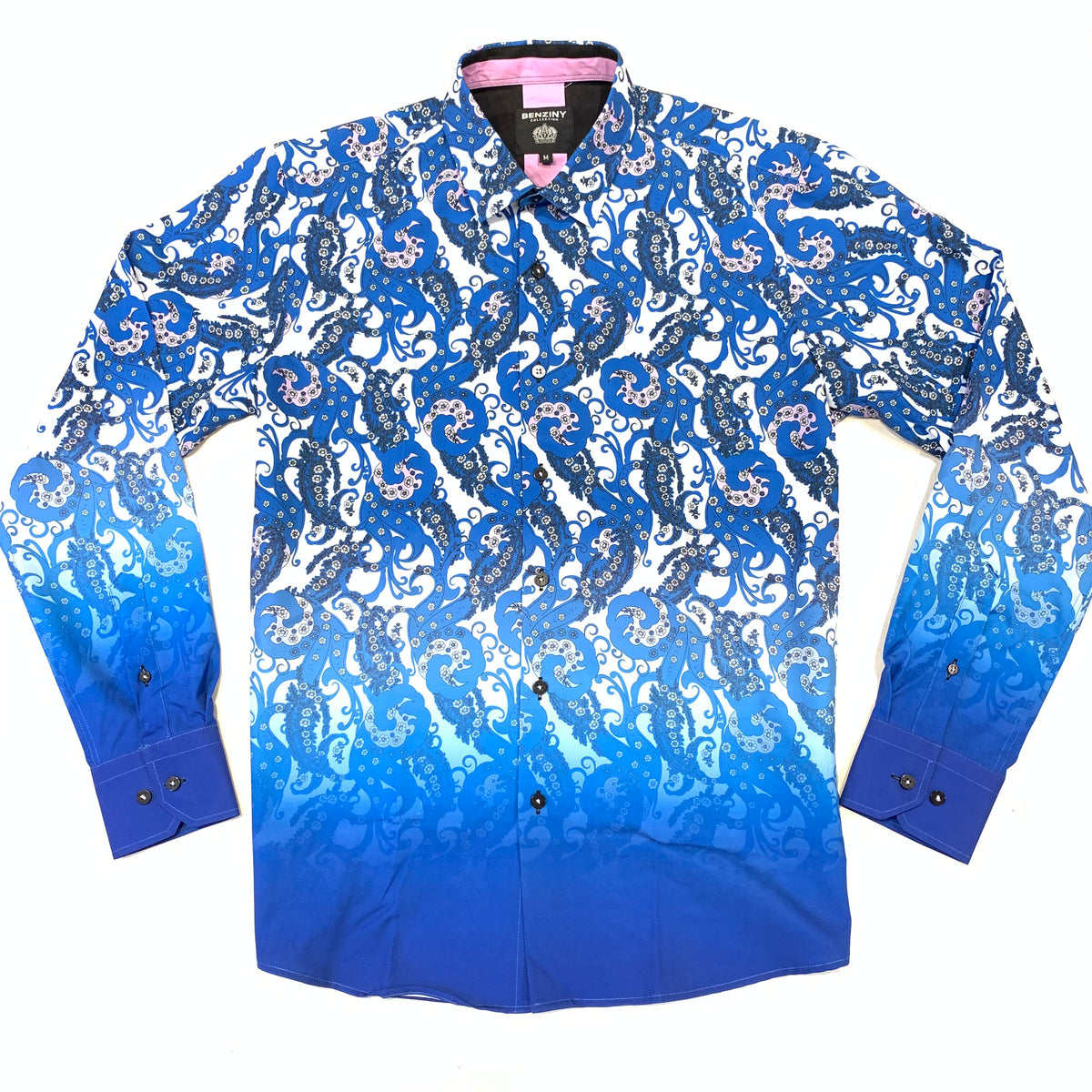 BENZINY Men's Royal blue Paisley Button Shirts - Dudes Boutique
