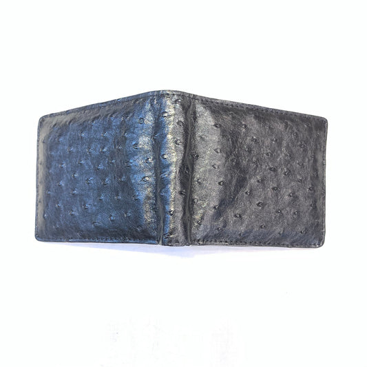 Black Ostrich Quill Bi-fold Wallet - Dudes Boutique