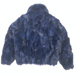 Kashani Men's Navy Full Fox Fur Bomber Coat - Dudes Boutique