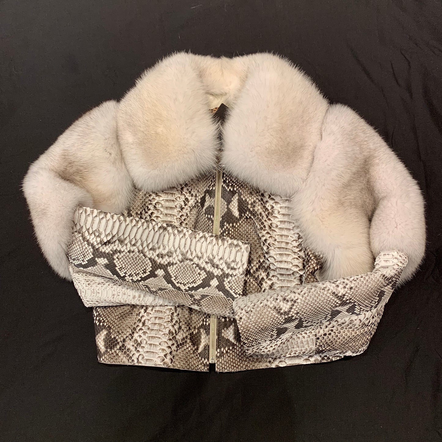 Kashani Ladies Arctic Fox White Python Jacket - Dudes Boutique