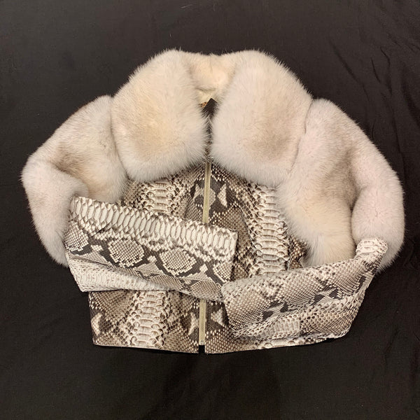 Kashani Ladies Arctic Fox White Python Jacket - Dudes Boutique