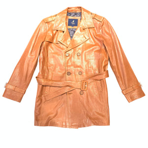 Barya NewYork Cognac Lambskin Trench Jacket - Dudes Boutique