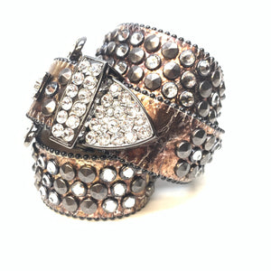 b.b. Simon Platinum Bronze Studded Crystal Belt - Dudes Boutique