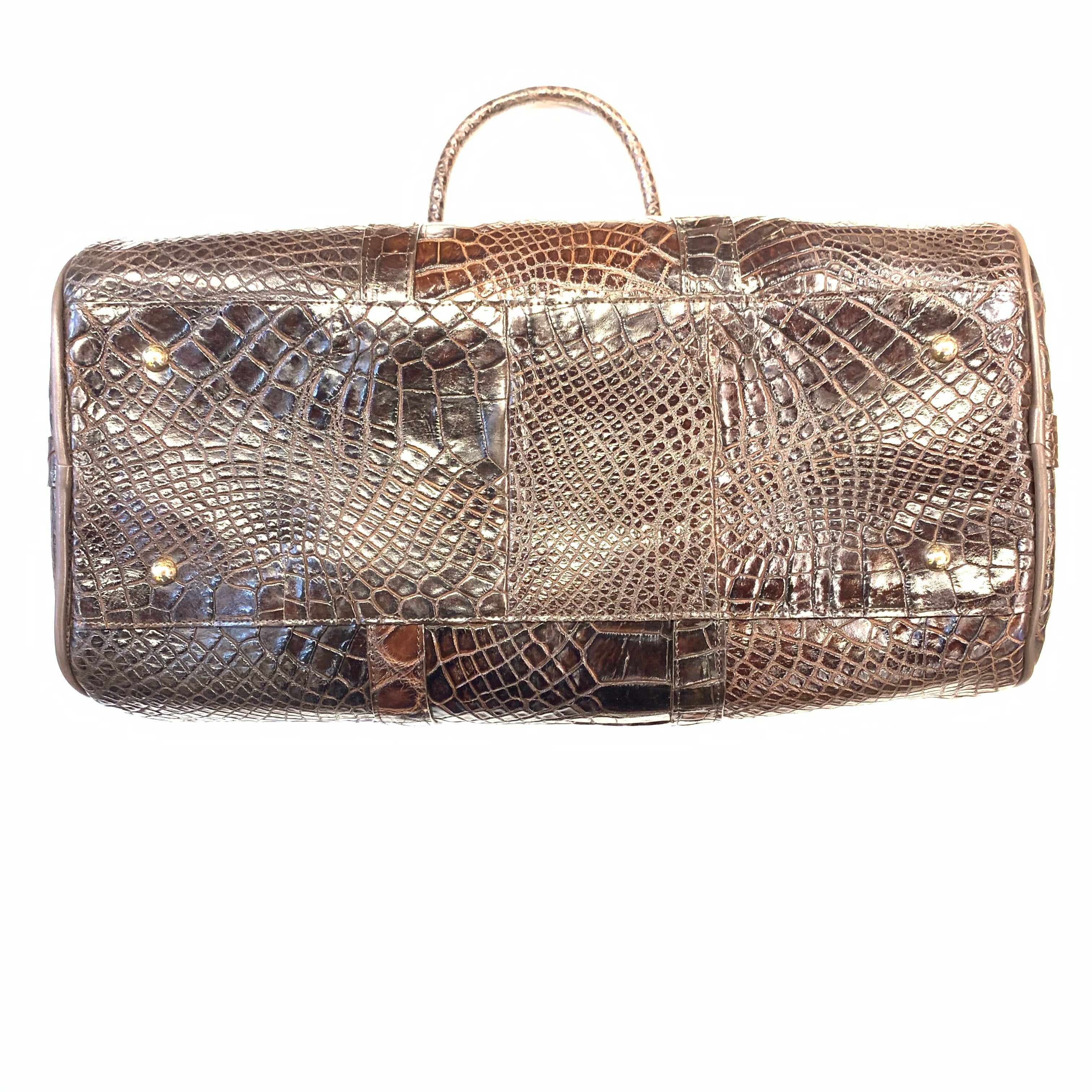 Kashani Brown Full Alligator Body Duffle Bag - Dudes Boutique