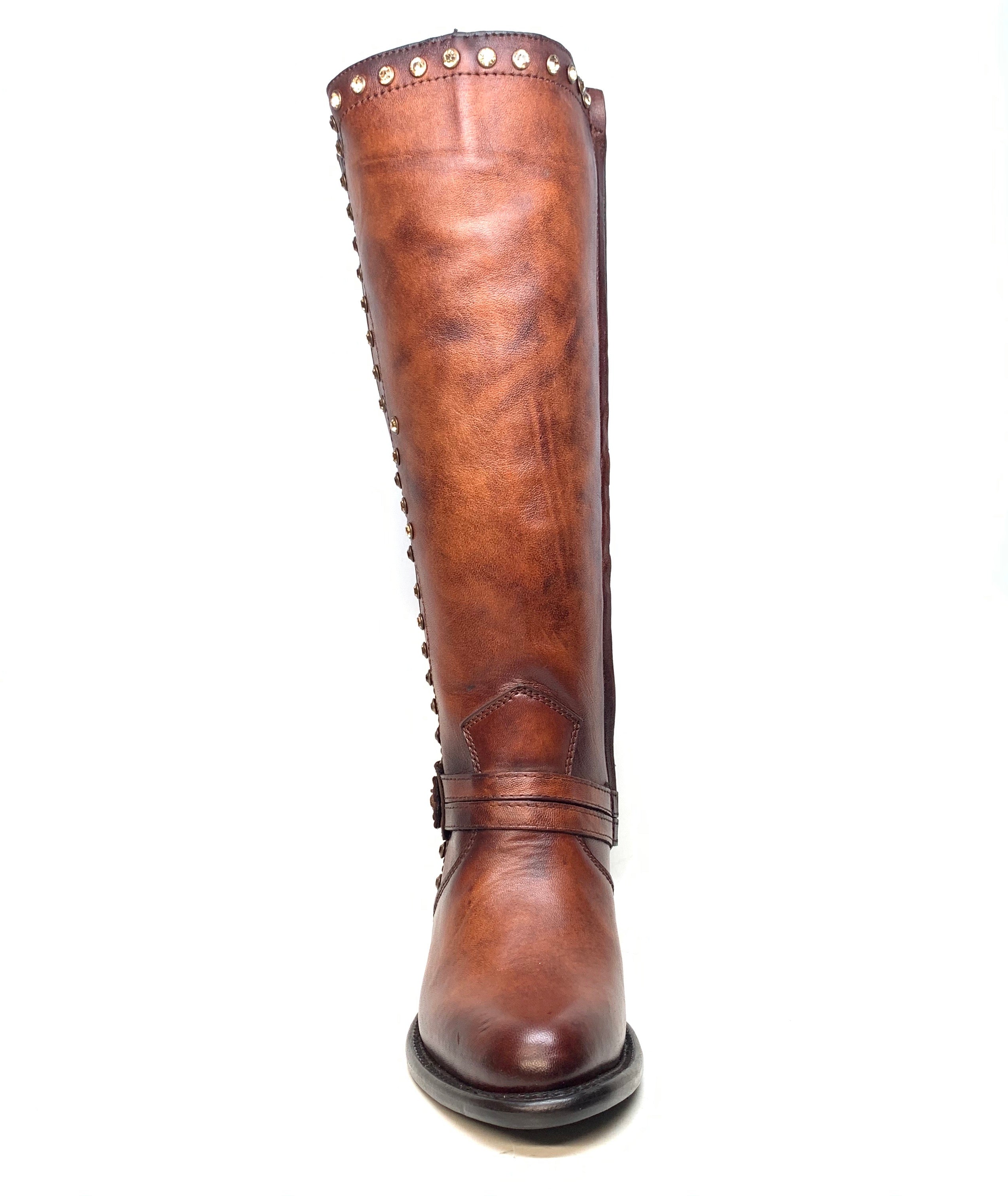 Los Altos Ladies Chocolate Crystal Bovine Leather Knee Boot - Dudes Boutique