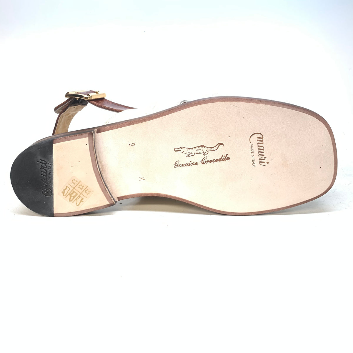 Mauri 5071 Cream/Gold Baby Crocodile Sandals - Dudes Boutique