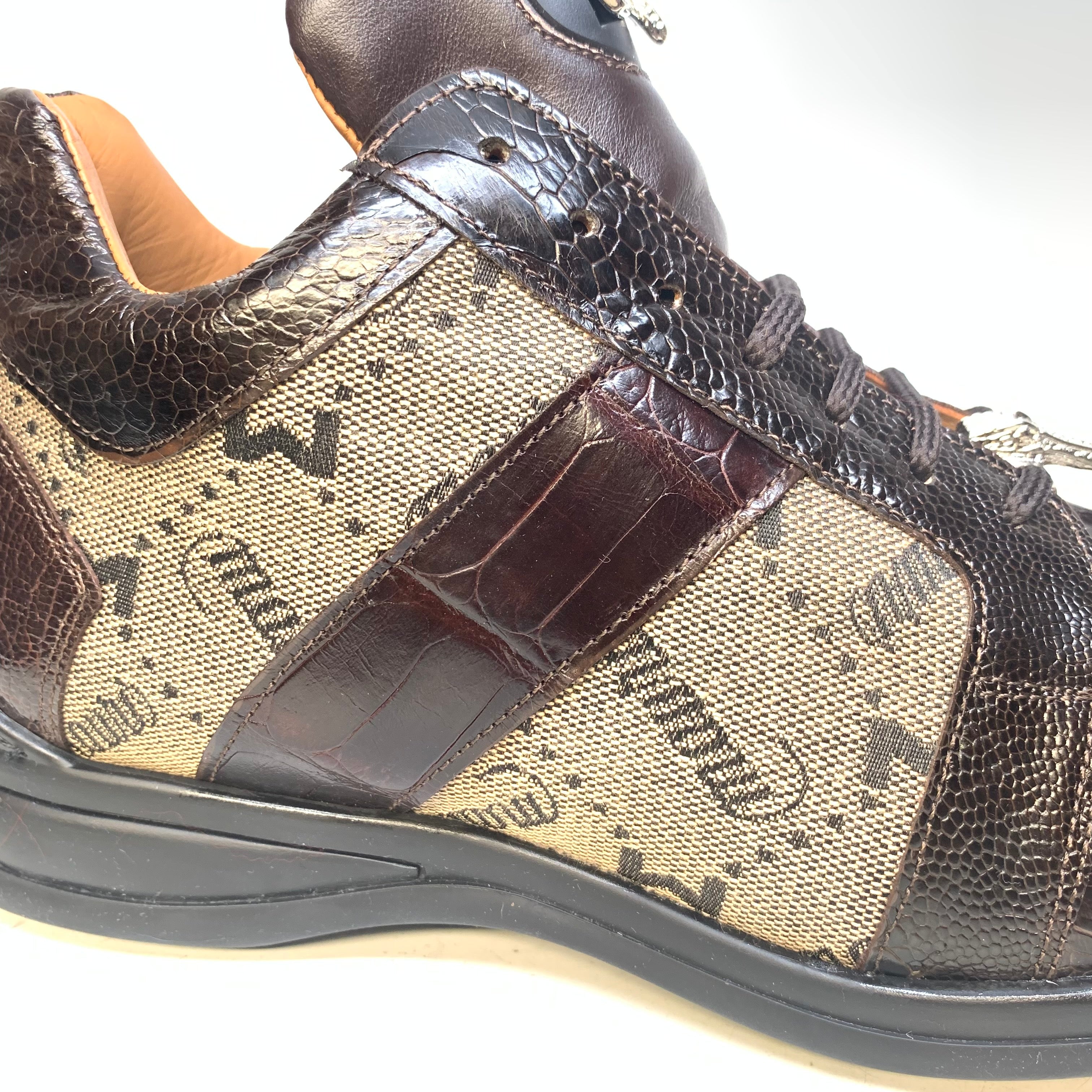 Mauri  Men's '8425' Rust Brown Baby Crocodile/ Ostrich Leg Sneakers - Dudes Boutique