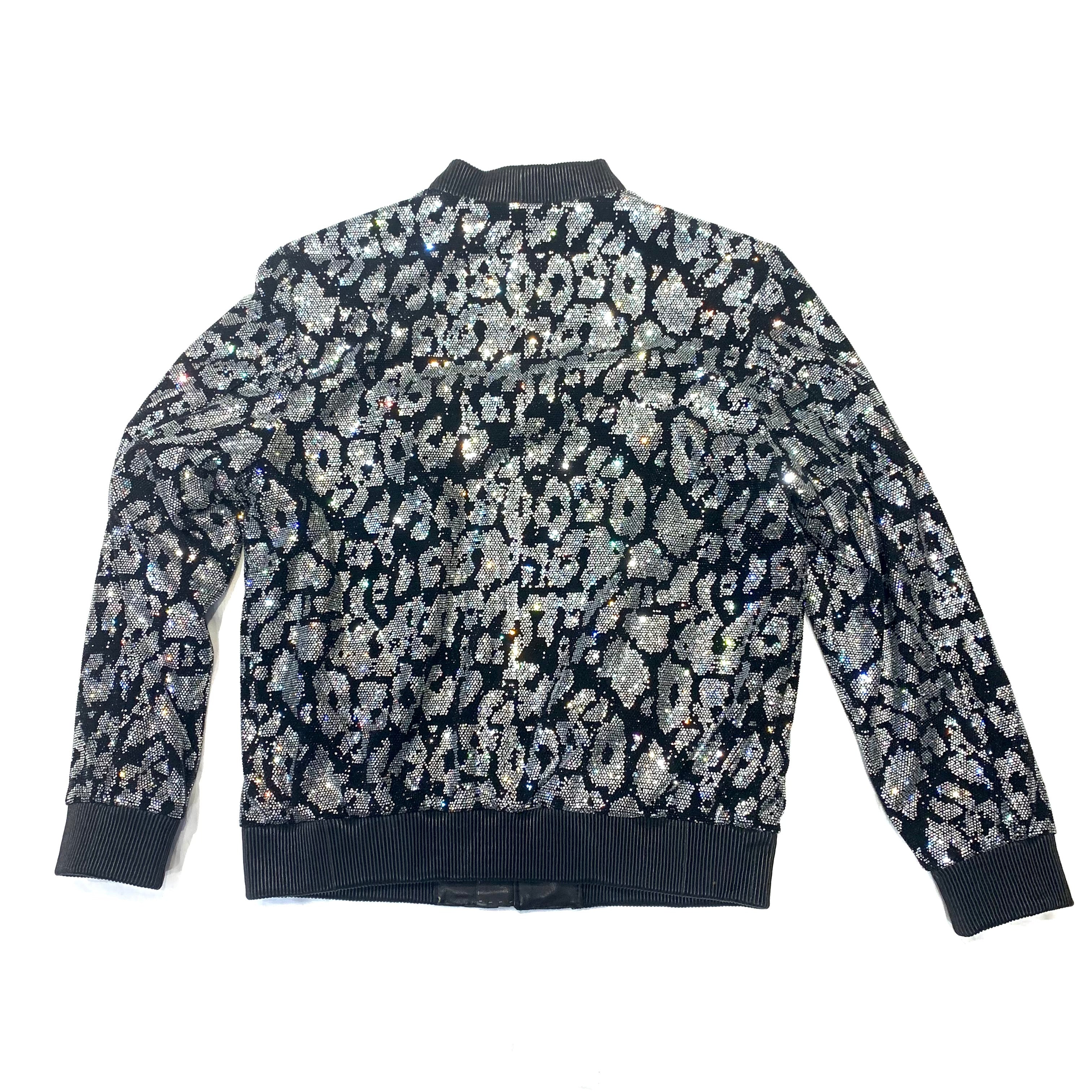 Barya NewYork Silver Black Crystal Bomber Jacket - Dudes Boutique