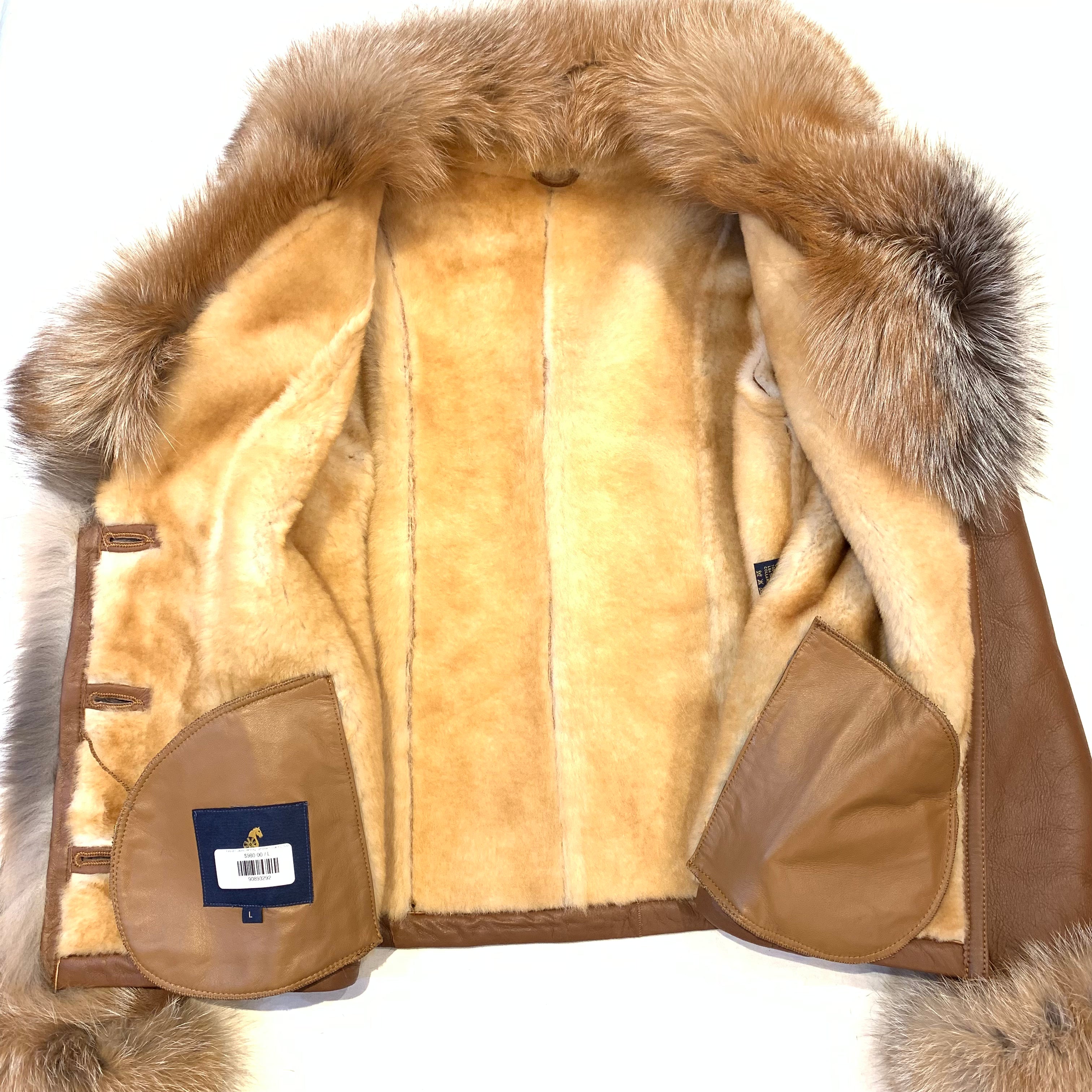 Kashani Ladies Whisky Lambskin Fox Fur Coat - Dudes Boutique