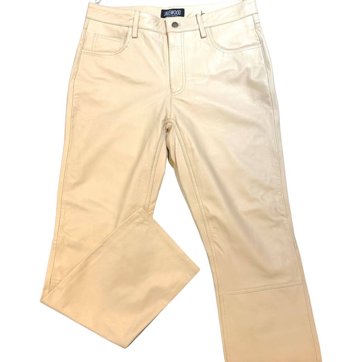 Kashani Men's Cream Lambskin Straight Cut Leather Pants - Dudes Boutique