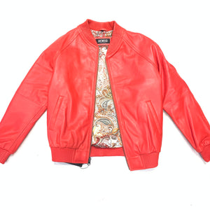 Kashani Red Naked Lambskin Bomber Jacket - Dudes Boutique