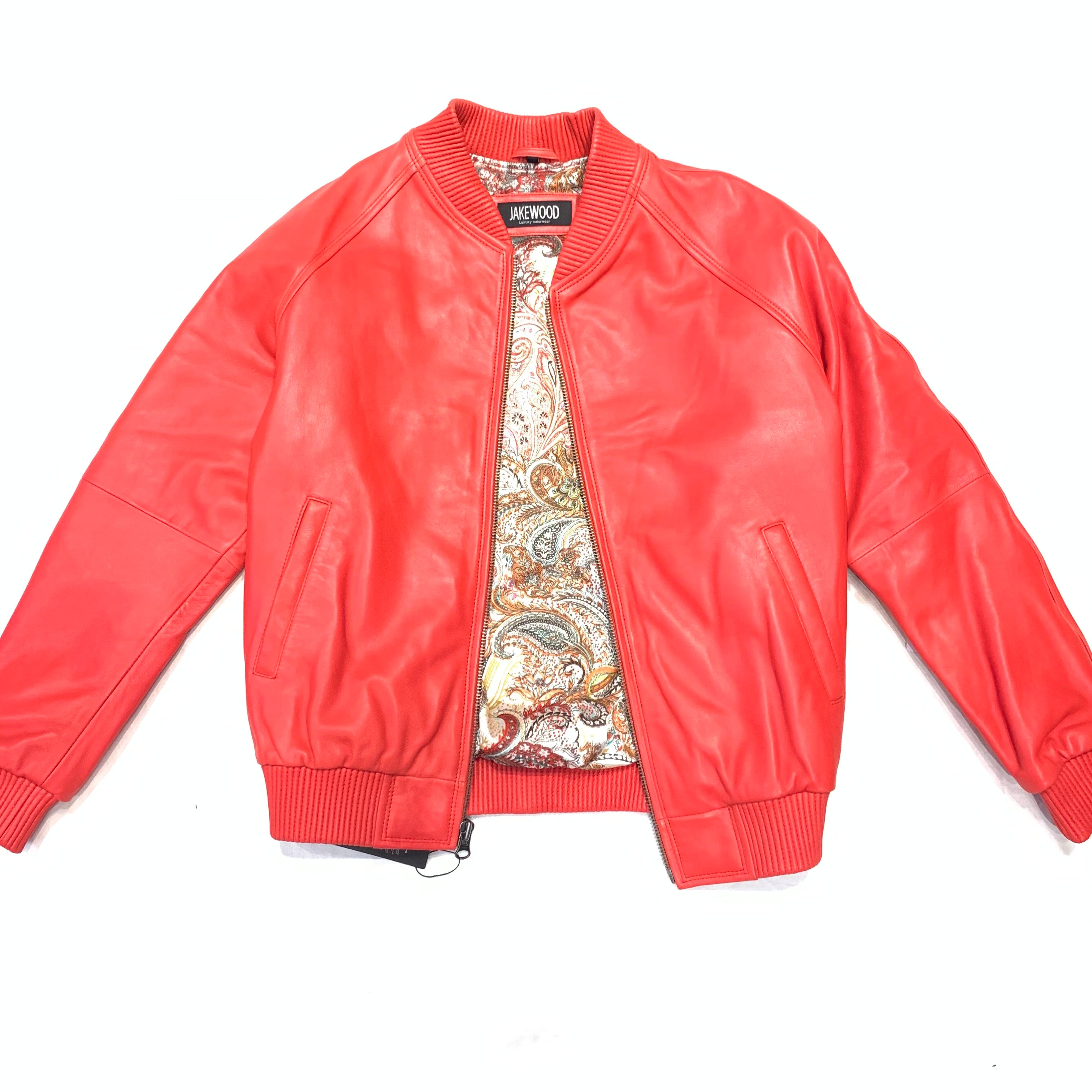 Kashani Red Naked Lambskin Bomber Jacket - Dudes Boutique