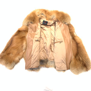 Volare Men's Red Full Fox Fur Bomber Coat - Dudes Boutique