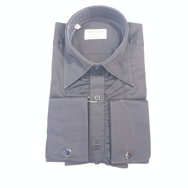 Angelino Black Tuxedo Ruffle Button Up Shirt - Dudes Boutique