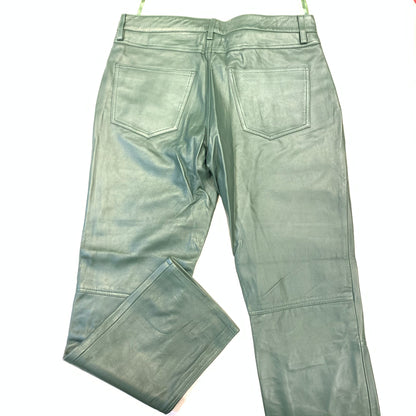 Kashani Men's Forest Green Lambskin Straight Cut Leather Pants - Dudes Boutique