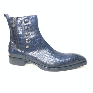 Jo Ghost Deep Navy Alligator Ankle Boots - Dudes Boutique