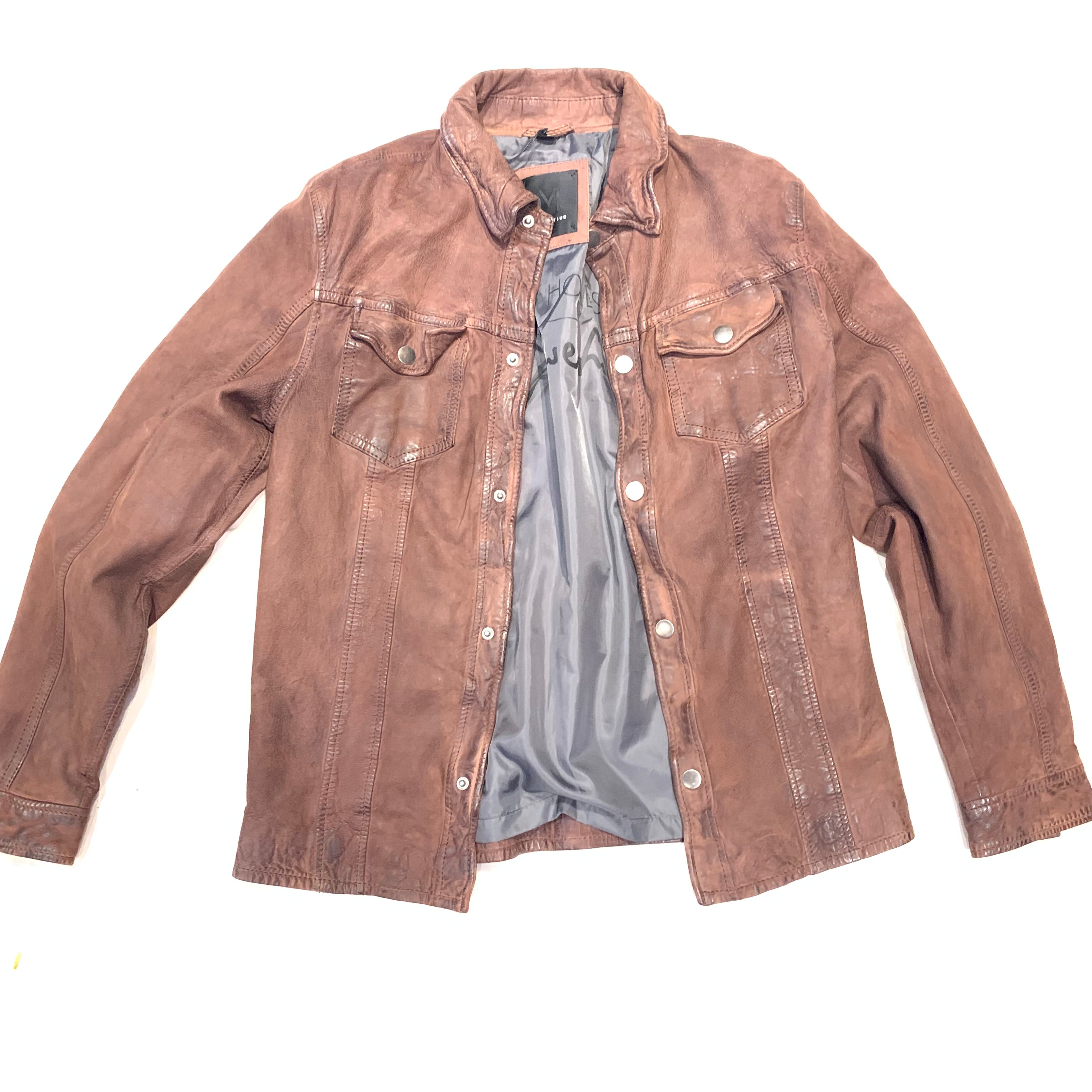 Mauritius Men's Wax Suede Leather Button-Up Jacket - Dudes Boutique