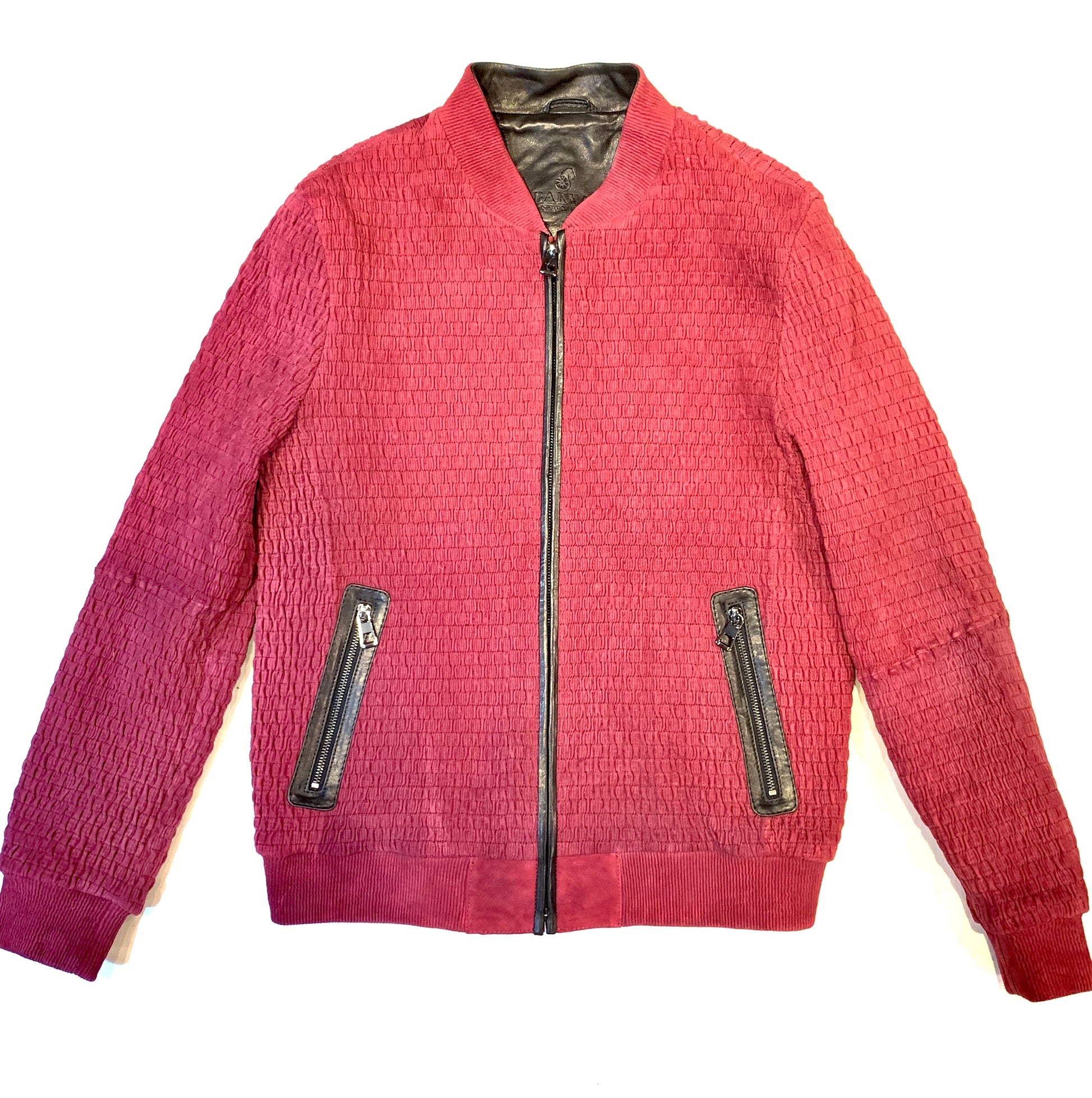 Barya NewYork Wine Lambskin Weaved Jacket - Dudes Boutique