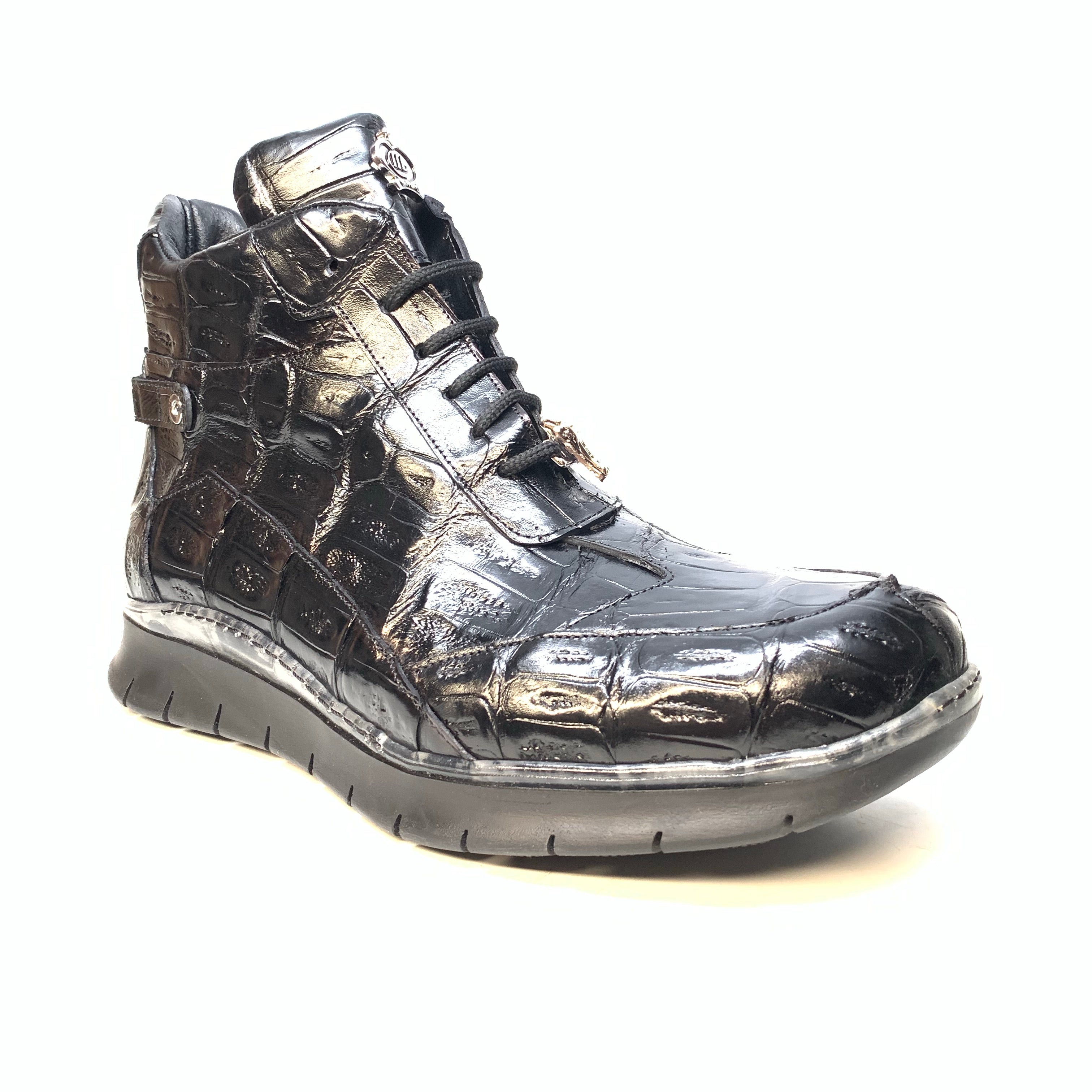 Mauri 8567 Black Crocodile Hightop Sneakers - Dudes Boutique