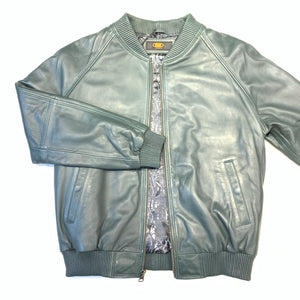 Kashani Forest Green Naked Lambskin Bomber Jacket - Dudes Boutique