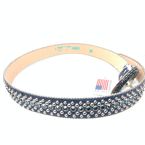 b.b. Simon Midnight Navy Fully Loaded Crystal Belt - Dudes Boutique